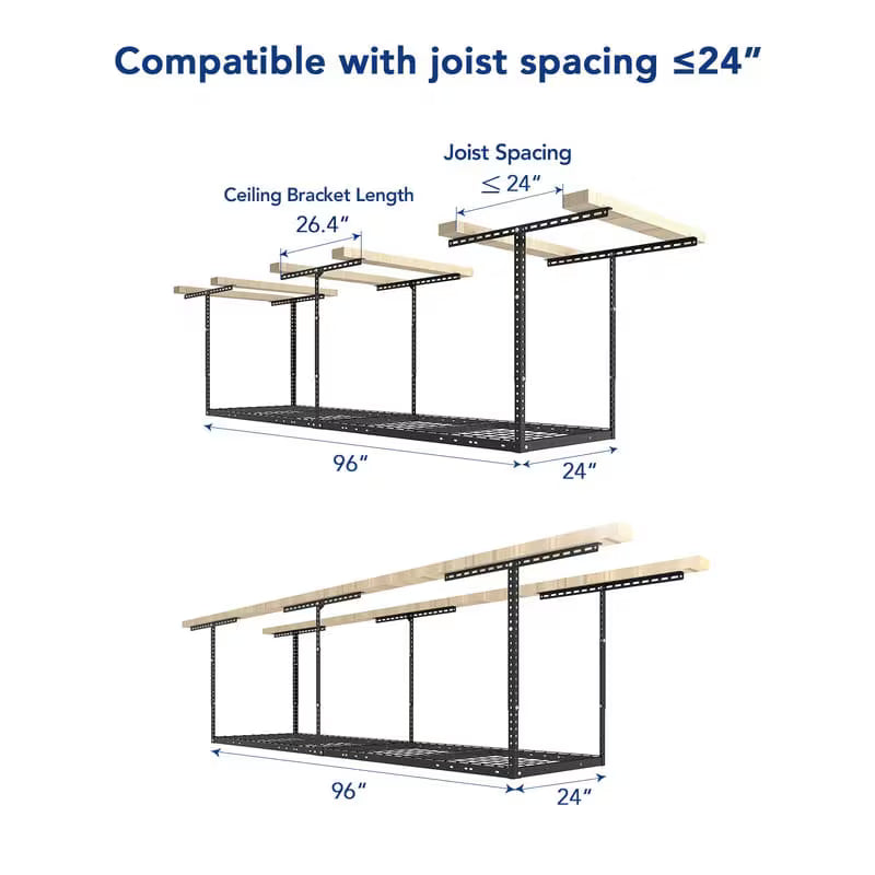 FLEXIMOUNTS Classic 2x8 Overhead Garage Storage Rack – 400 lb Ceiling Storage