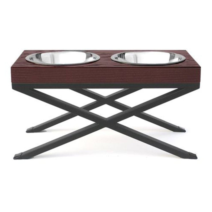 PetsStop Woodsman Double Elevated Dog Bowl