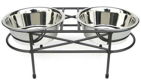 PetsStop Mesh Elevated Double Dog Bowl