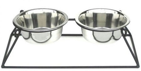 PetsStop Pyramid Elevated Double Dog Feeder