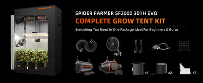 Spider Farmer 2x4 Complete Grow Tent Kit (SF2000 EVO LED + Ventilation System)