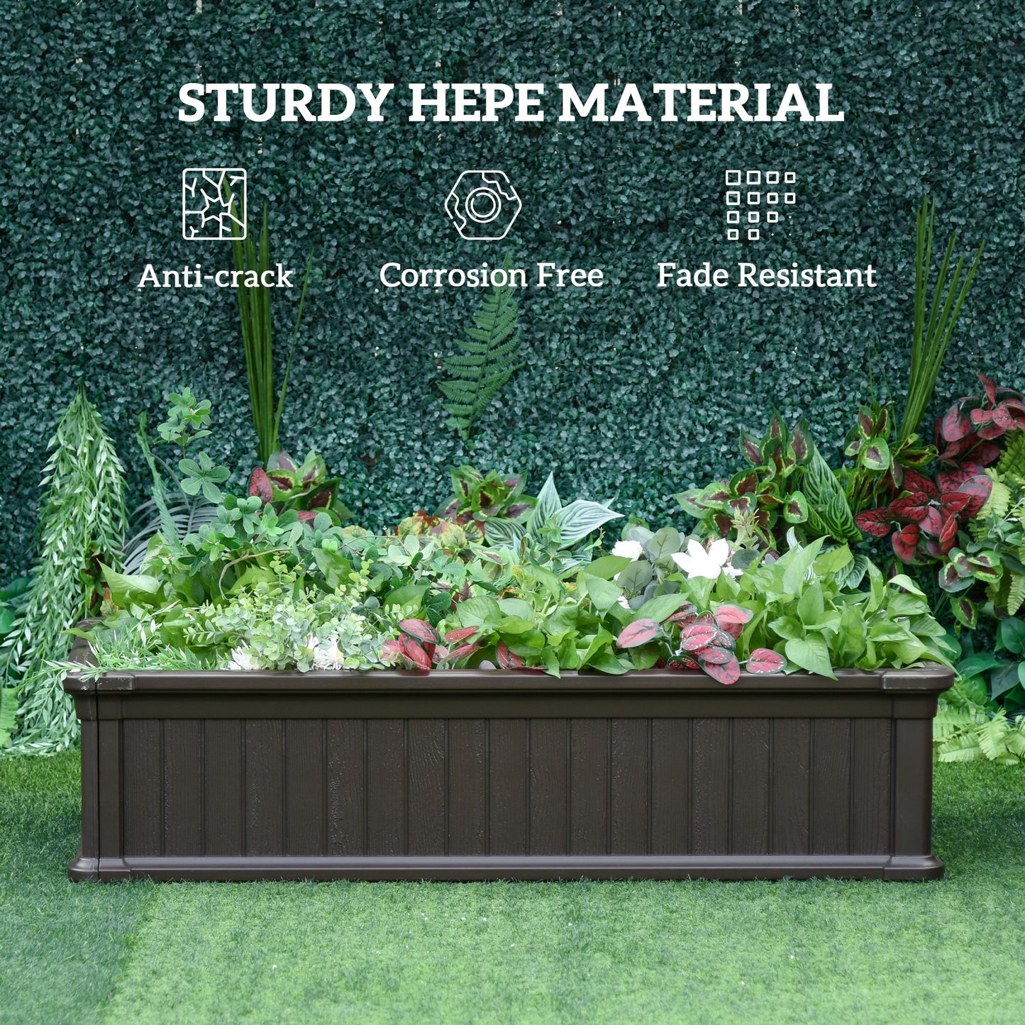 48"x24" Raised Garden Bed Planter Box – HDPE, Easy Assembly, Ground Stakes Included, Brown