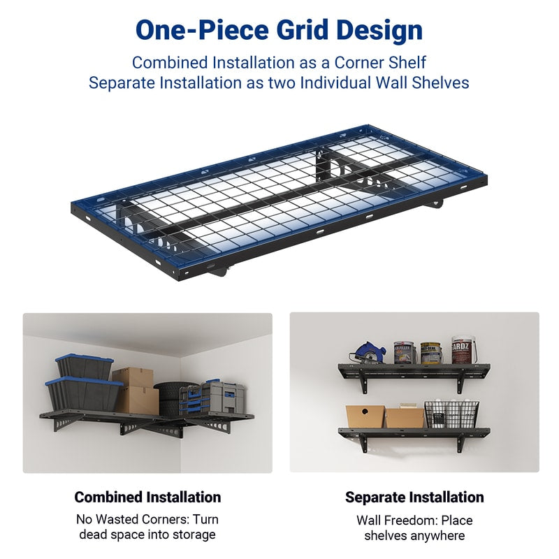 FLEXIMOUNTS WRC24B Corner Wall Shelving 2-Pack – 660 lb Heavy Duty Garage Corner Storage