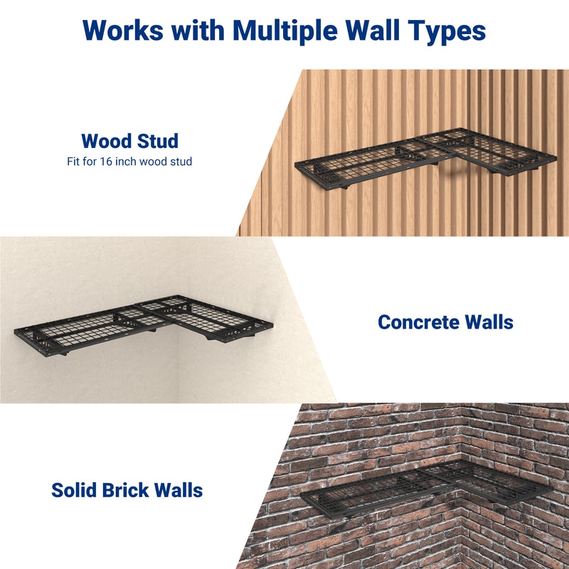 FLEXIMOUNTS WRC24B Corner Wall Shelving 2-Pack – 660 lb Heavy Duty Garage Corner Storage