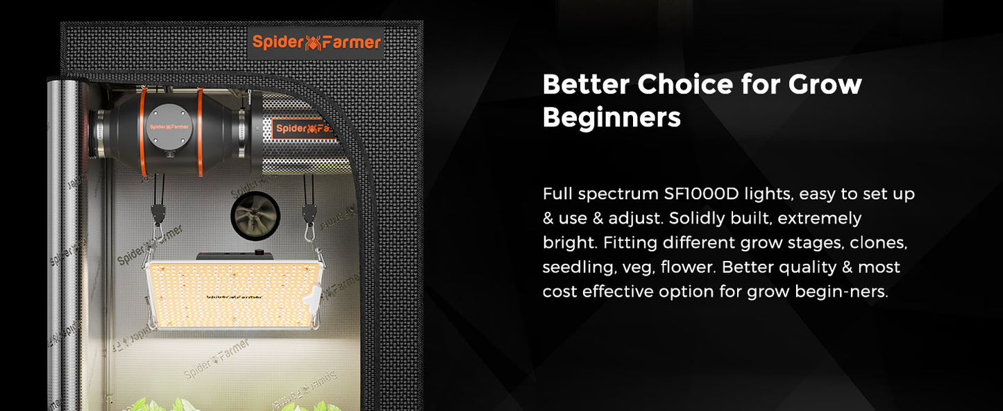 Spider Farmer SF1000D LED Grow Light | Full Spectrum 100W Grow Light