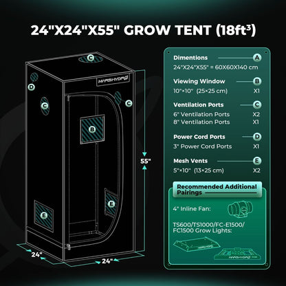 Mars Hydro 2x2 Grow Tent 1680D – Light-Proof Indoor Grow Tent 27"x27"x63" with High Reflective Mylar