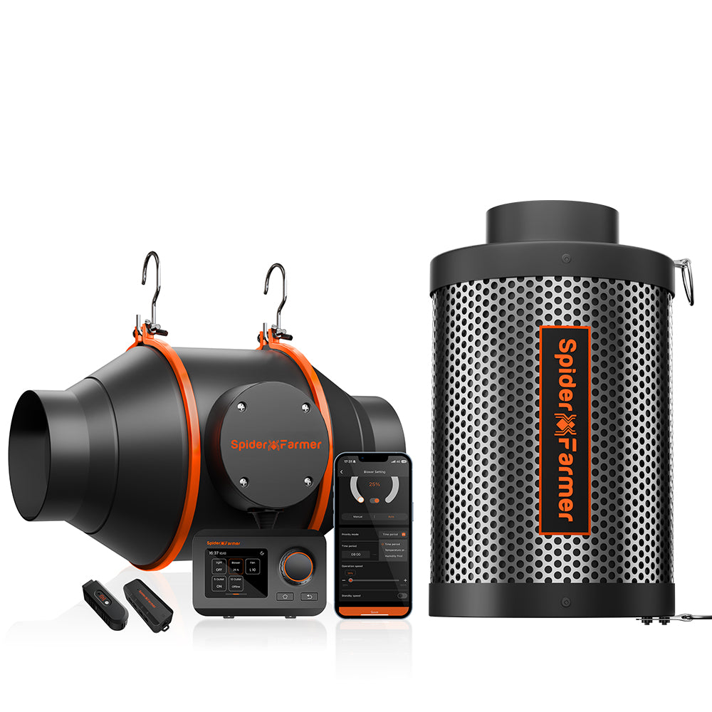 Spider Farmer 4 Inch Inline Fan & Carbon Filter Kit (205 CFM Ventilation System)