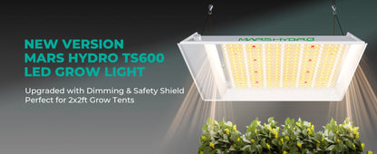 Mars Hydro TS600 100W LED Grow Light – Dimmable Full Spectrum for Beginner Indoor Growing