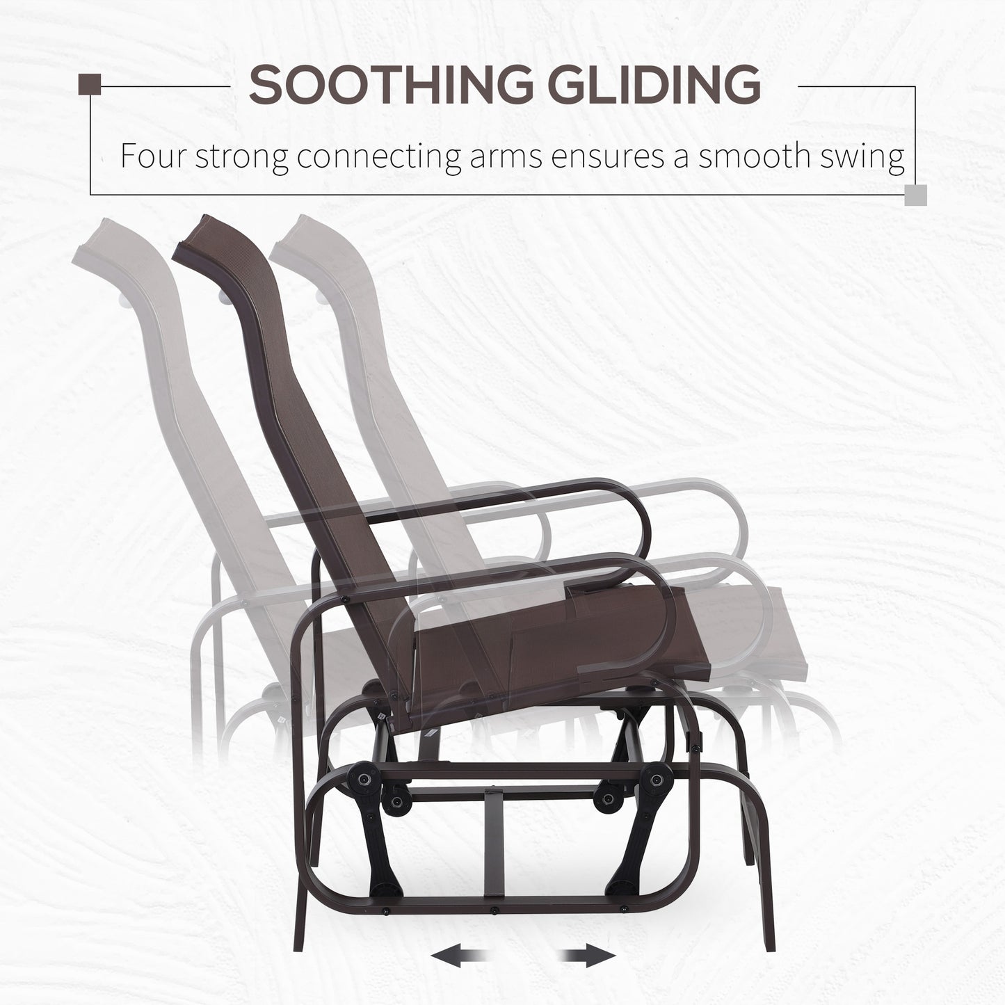 Outdoor Glider Chair with Ergonomic Head Support – Lightweight Metal & Mesh, 352 lb Capacity