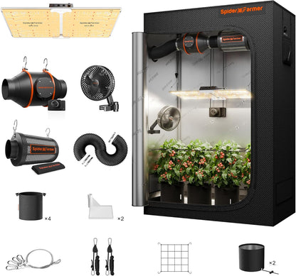 Spider Farmer 2x4 Complete Grow Tent Kit (SF2000 EVO LED + Ventilation System)