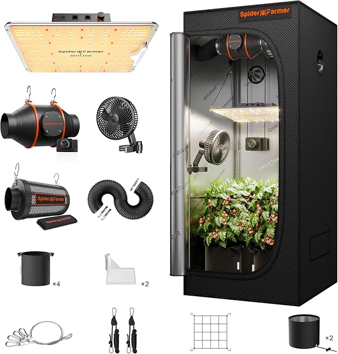 Spider Farmer 2x2 Complete Grow Tent Kit (SF1000 EVO LED + Ventilation System)