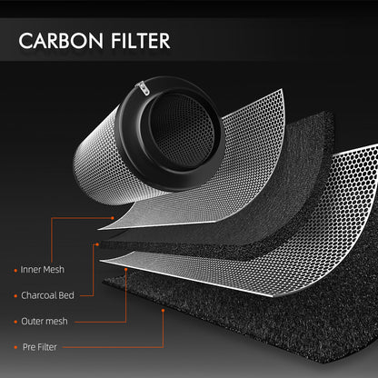 Spider Farmer 4 Inch Inline Fan & Carbon Filter Kit (205 CFM Ventilation System)
