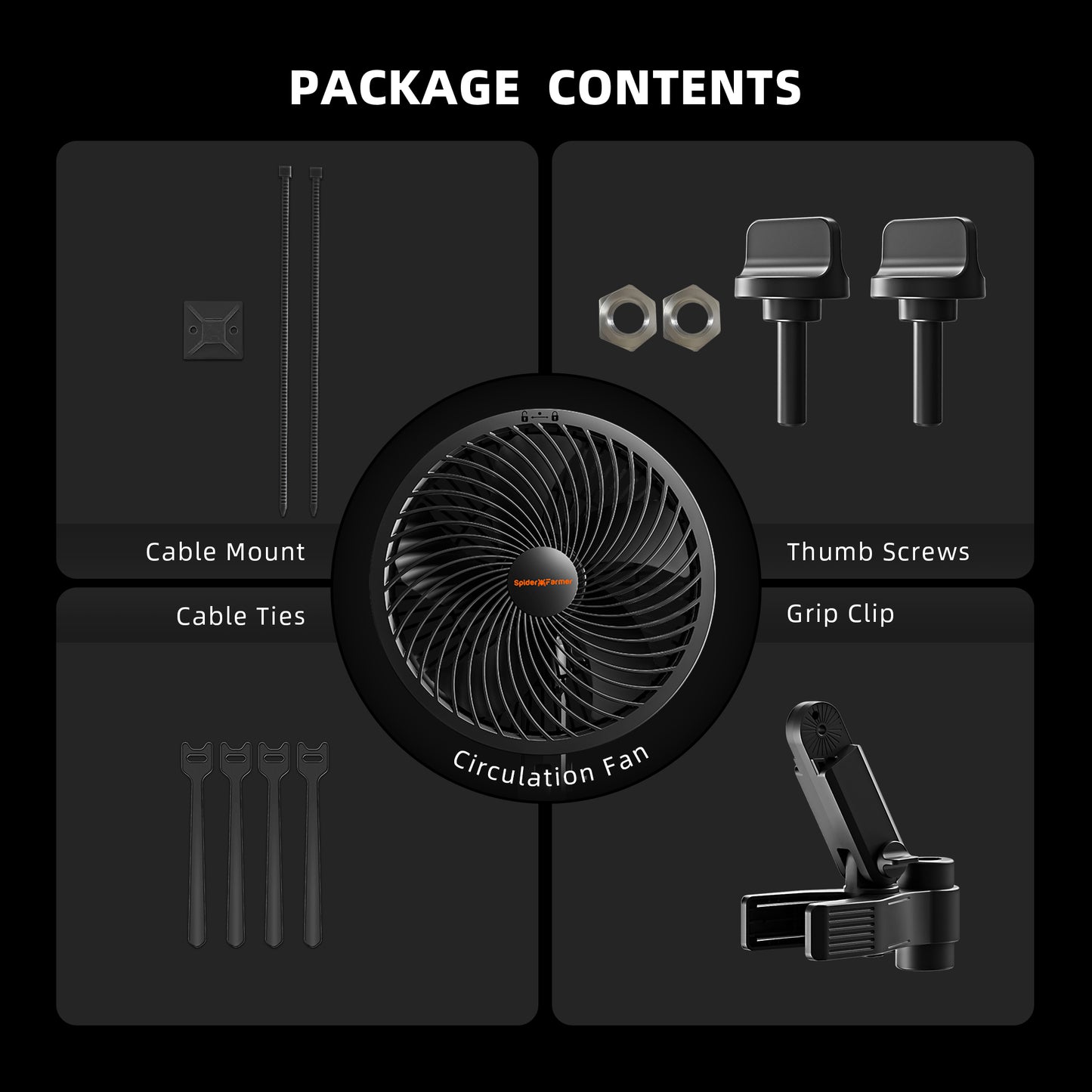 Spider Farmer 6-Inch Clip Fan – 10-Speed Oscillating Grow Tent Fan (IP54 Waterproof)
