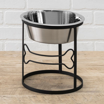 PetsStop Bone Single Elevated Dog Bowl