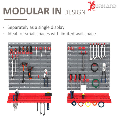 54-Piece Wall-Mounted Pegboard Organizer with Shelves & 50 Hooks – Garage & Workshop Storage, Grey/Red