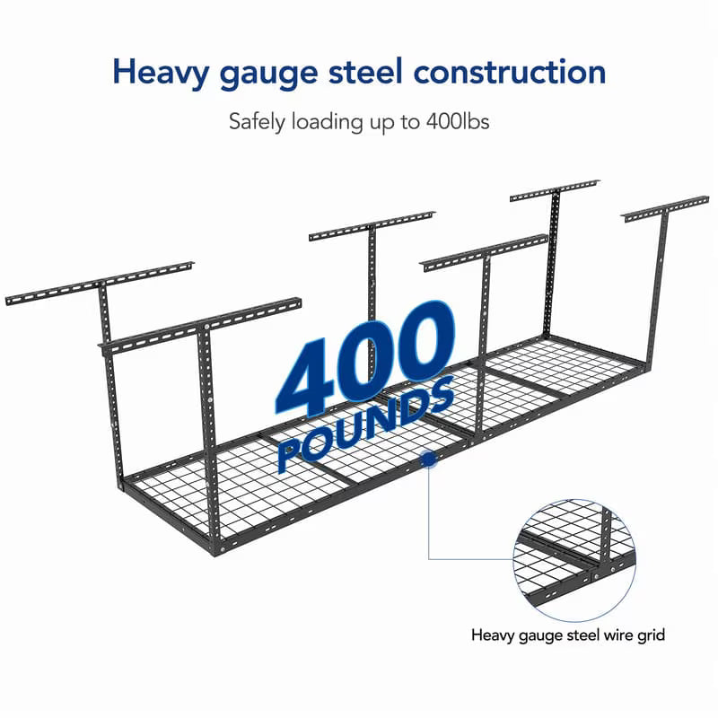 FLEXIMOUNTS Classic 2x8 Overhead Garage Storage Rack – 400 lb Ceiling Storage