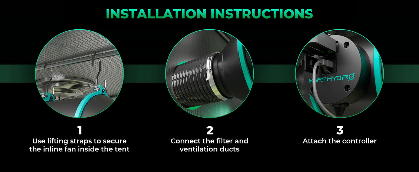 Mars Hydro iFresh 6-Inch Inline Duct Fan – Smart Ventilation Fan with Speed Control for Grow Tents