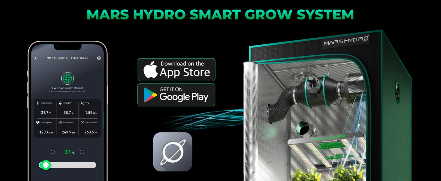 Mars Hydro iFresh 6-Inch Inline Duct Fan – Smart Ventilation Fan with Speed Control for Grow Tents