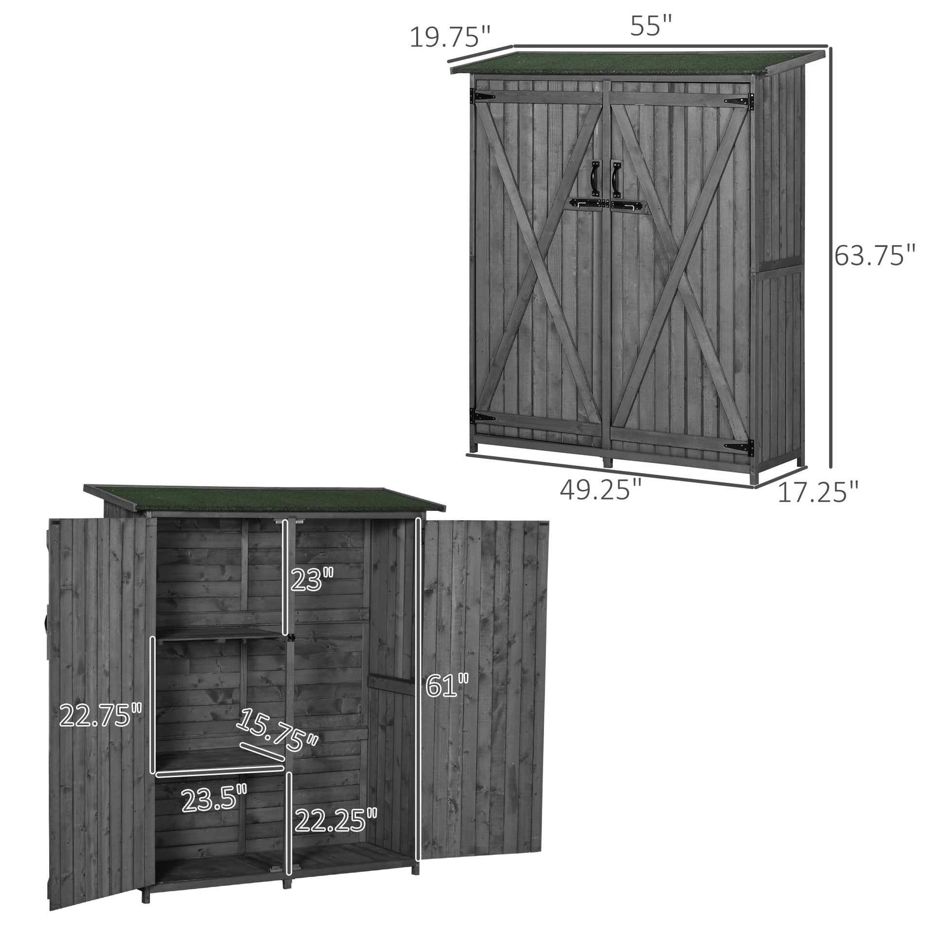 Outdoor Wooden Storage Cabinet with Lockable Doors — Front view