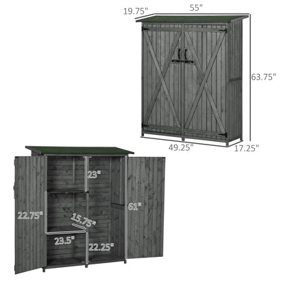 Outdoor Wooden Storage Cabinet with Lockable Doors — Front view