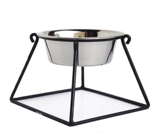 PetsStop Pyramid Single Elevated Dog Bowl