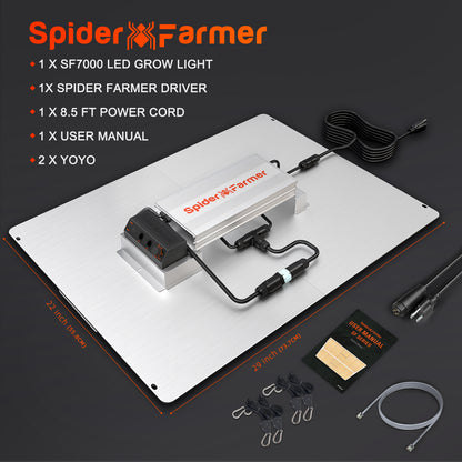 Spider Farmer SF7000 LED Grow Light (650W Full Spectrum, Samsung LM301B)