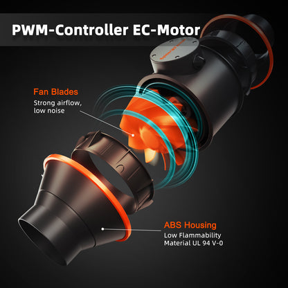 Spider Farmer 4 Inch Inline Fan & Carbon Filter Kit (205 CFM Ventilation System)