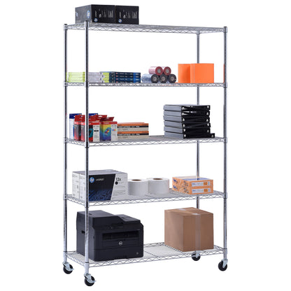 Muscle Rack 5-Tier Chrome Wire Shelving Unit | 24"W x 14"D x 59"H