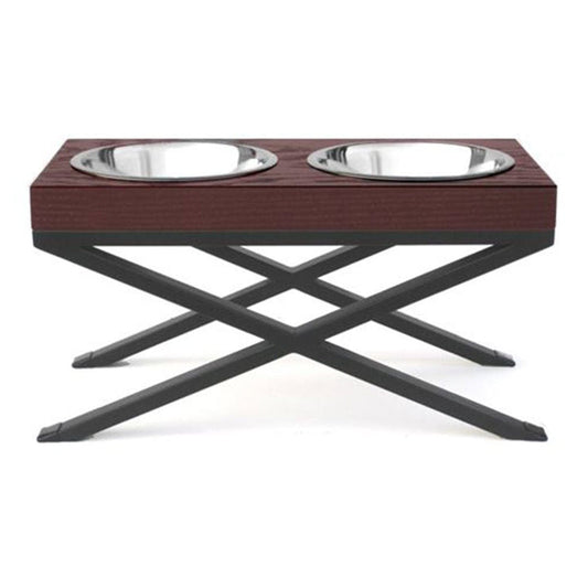 PetsStop Woodsman Double Elevated Dog Bowl