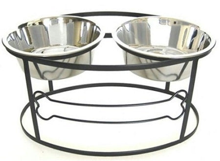 PetsStop Bone Raised Double Dog Bowl