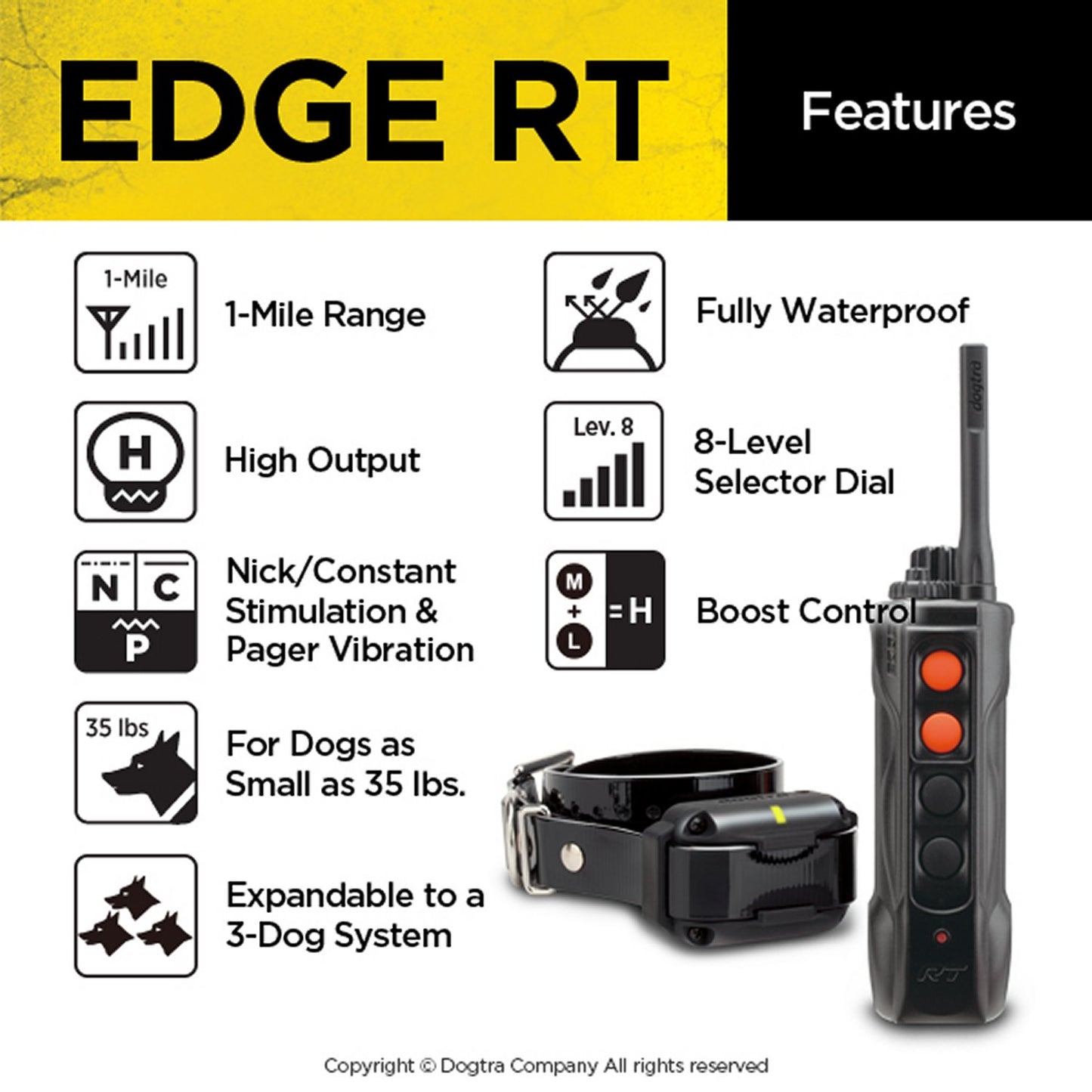 Dogtra Edge RT Dog Training E-Collar - 3/4-Mile Range
