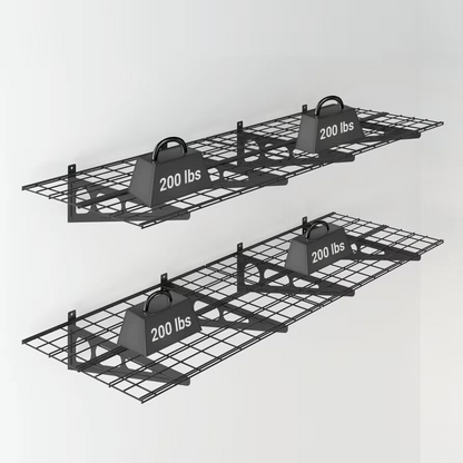 FLEXIMOUNTS Pro 4-Shelf Garage Wall Shelving System – 1,400 lb Capacity Heavy Duty Storage