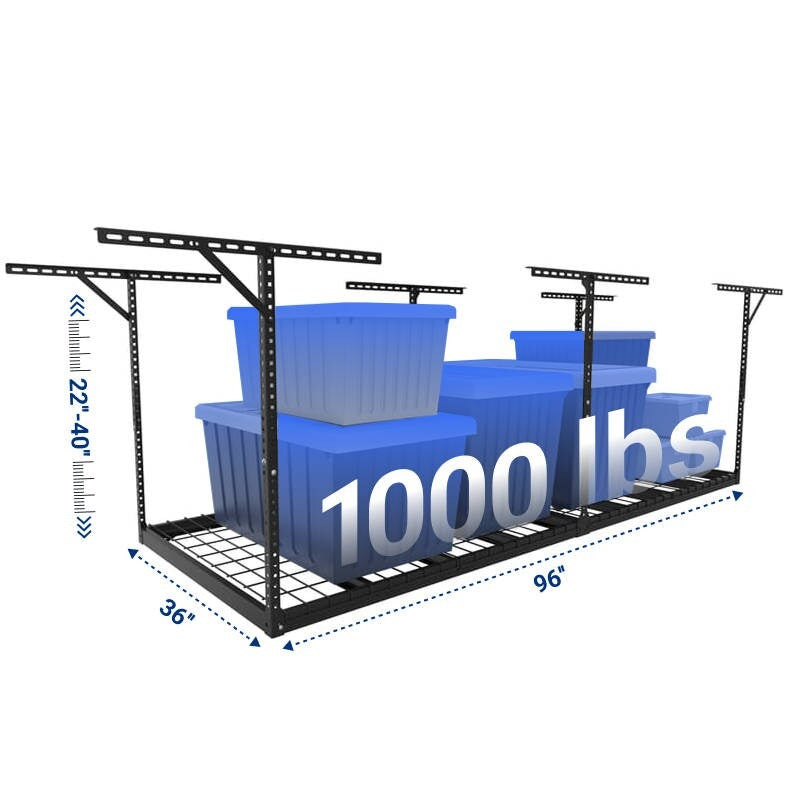 FLEXIMOUNTS Max Series 3x8 Overhead Garage Storage Rack – 1,000 lb Heavy Duty Ceiling Storage