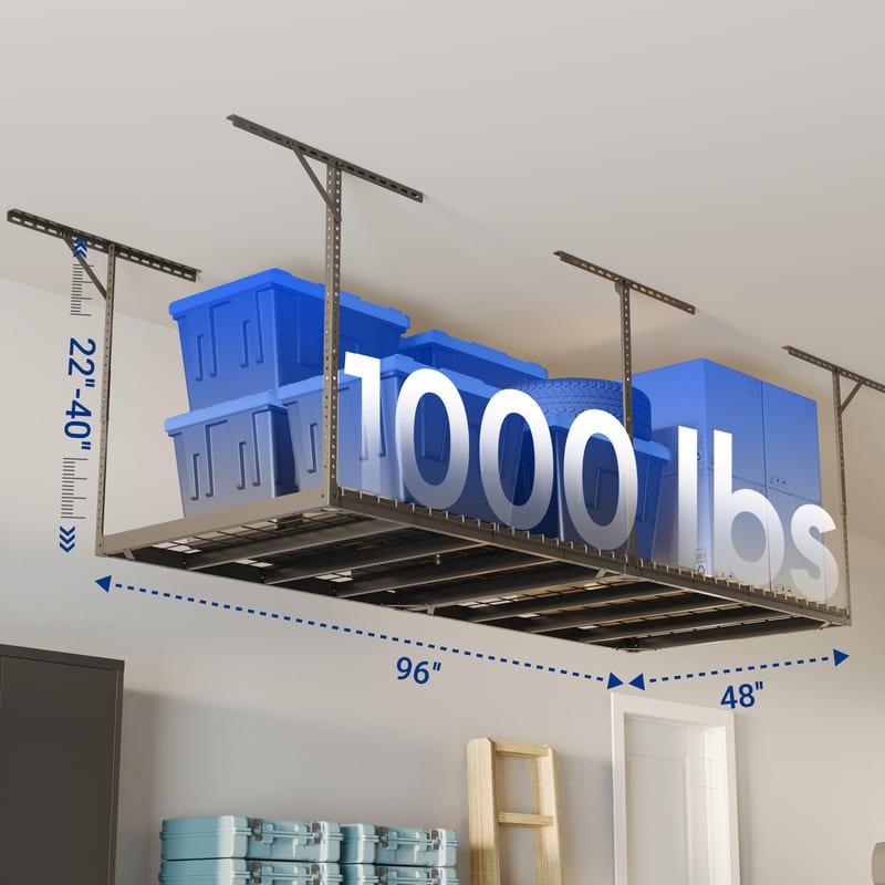 FLEXIMOUNTS Classic 4x8 Overhead Garage Storage Rack – 800 lb Ceiling Storage
