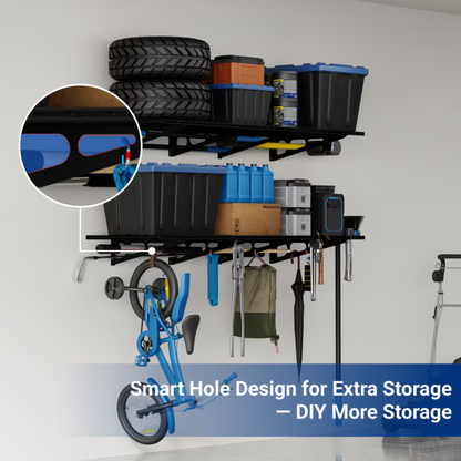 FLEXIMOUNTS Pro 4-Shelf Garage Wall Shelving System – 1,400 lb Capacity Heavy Duty Storage