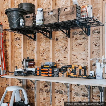 FLEXIMOUNTS Pro 4-Shelf Garage Wall Shelving System – 1,400 lb Capacity Heavy Duty Storage