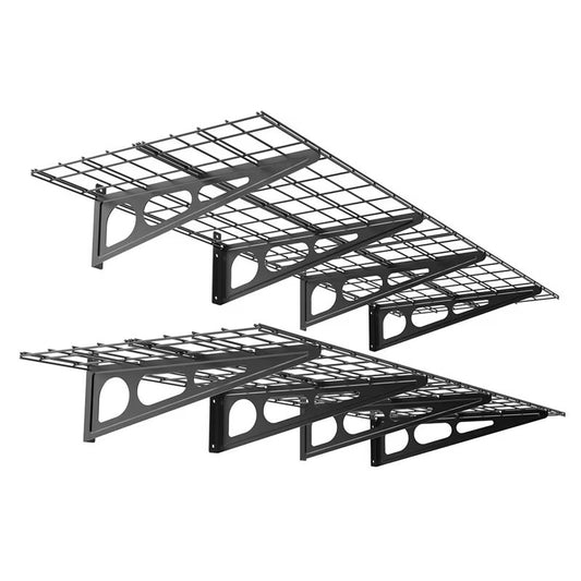 FLEXIMOUNTS Pro 4-Shelf Garage Wall Shelving System – 1,400 lb Capacity Heavy Duty Storage