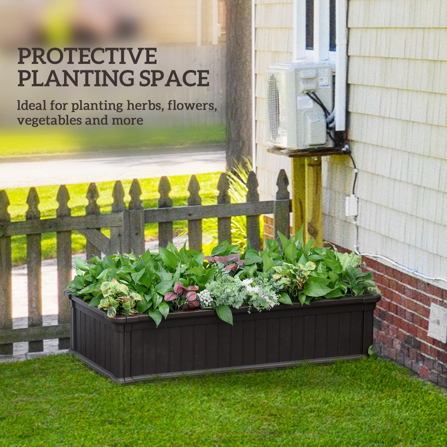 48"x24" Raised Garden Bed Planter Box – HDPE, Easy Assembly, Ground Stakes Included, Brown