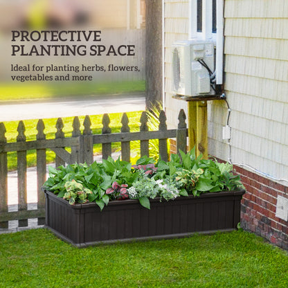 48"x24" Raised Garden Bed Planter Box – HDPE, Easy Assembly, Ground Stakes Included, Brown