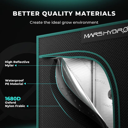 Mars Hydro 2x2 Grow Tent 1680D – Light-Proof Indoor Grow Tent 27"x27"x63" with High Reflective Mylar