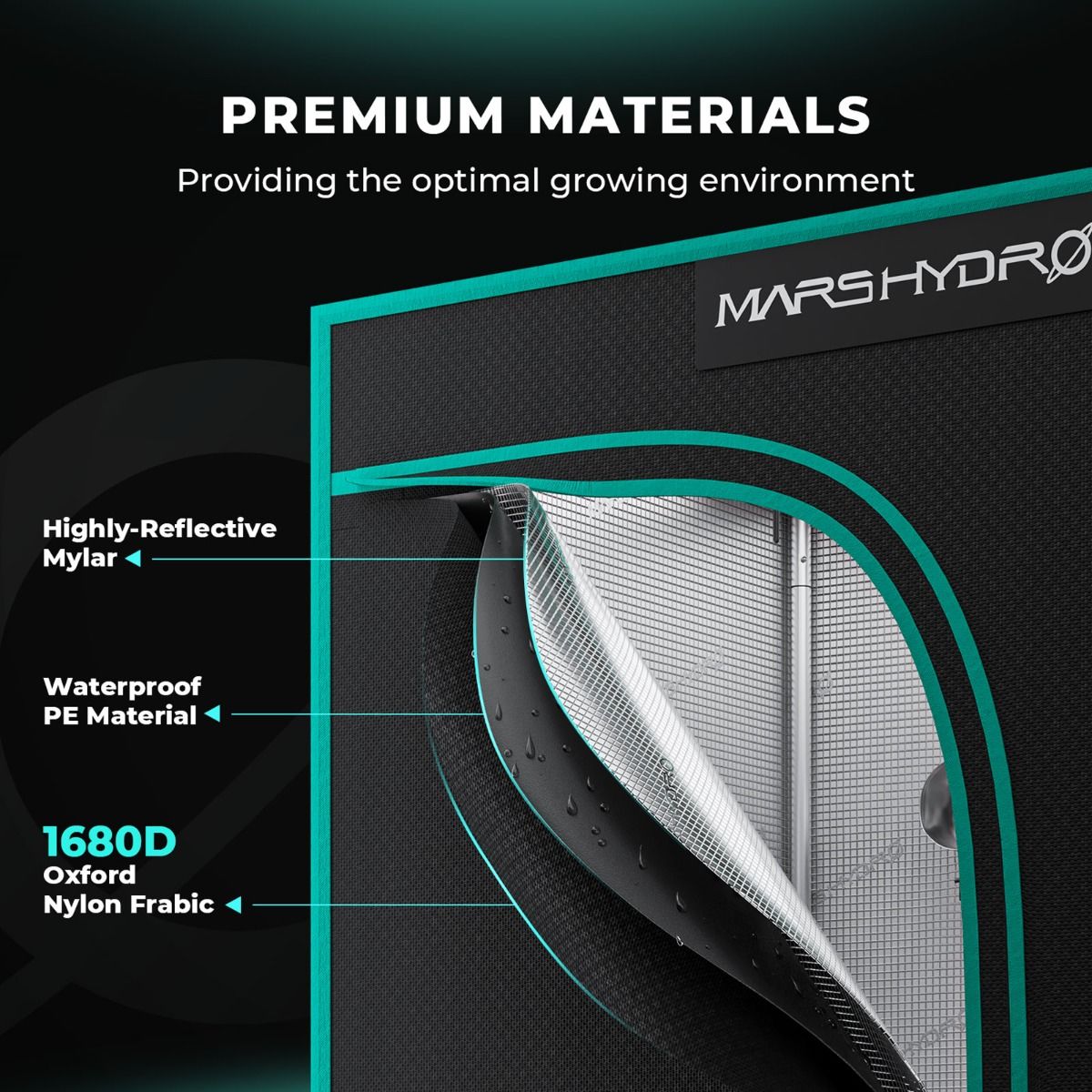 Mars Hydro 4x4 Grow Tent 1680D – Light-Proof Indoor Grow Tent 48"x48"x80" with Reflective Mylar