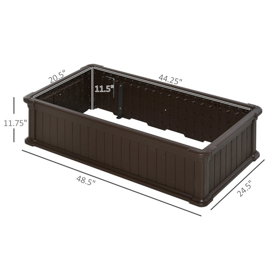 48"x24" Raised Garden Bed Planter Box – HDPE, Easy Assembly, Ground Stakes Included, Brown