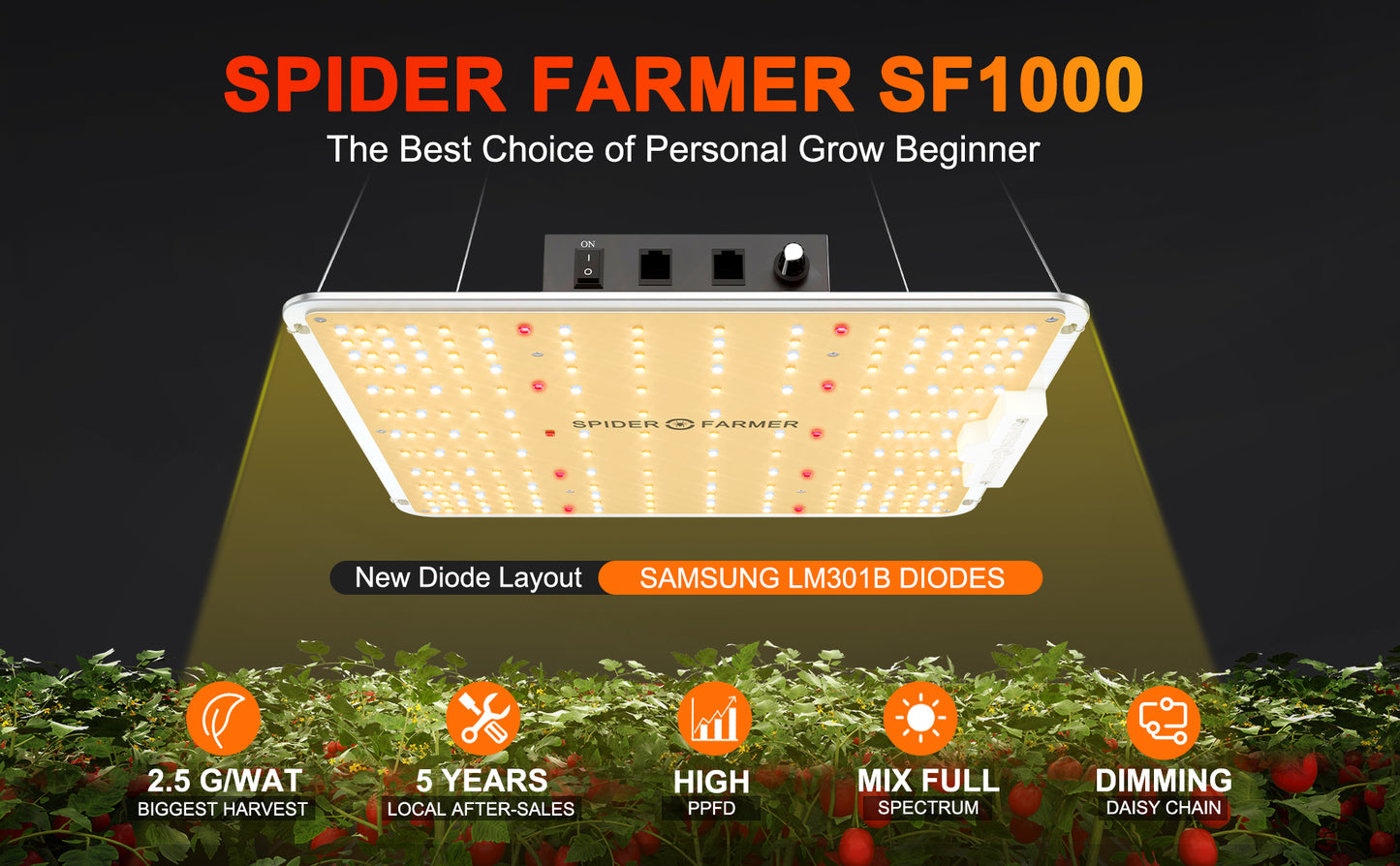 Spider Farmer SF1000 100W LED Grow Light (Full Spectrum)
