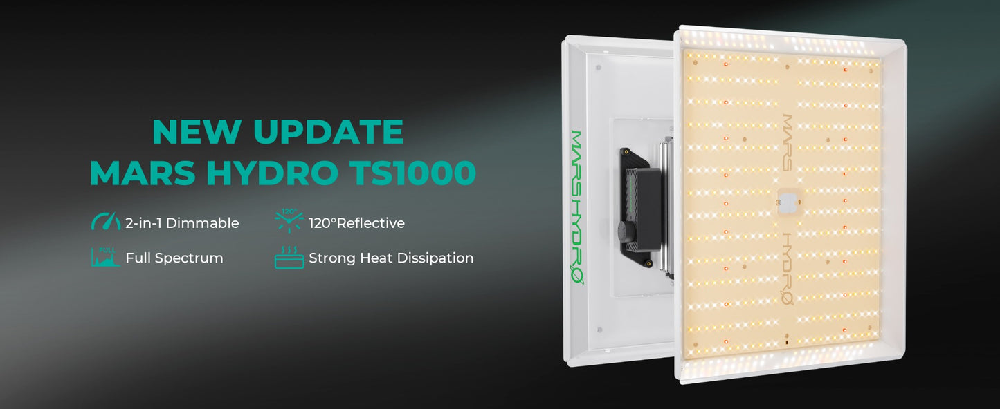 Mars Hydro TS1000 150W LED Grow Light – Dimmable Smart Bluetooth Control, Full Spectrum for 2x2–3x3 Grow Tents