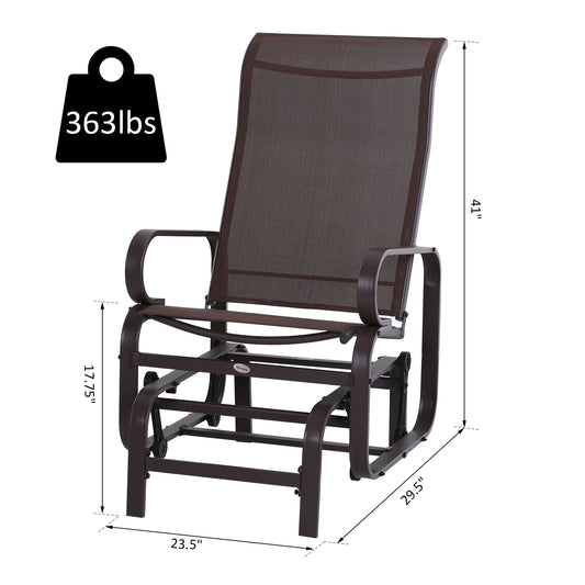 Outdoor Glider Chair with Ergonomic Head Support – Lightweight Metal & Mesh, 352 lb Capacity